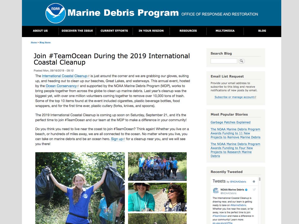 NOAA International Coastal Cleanup