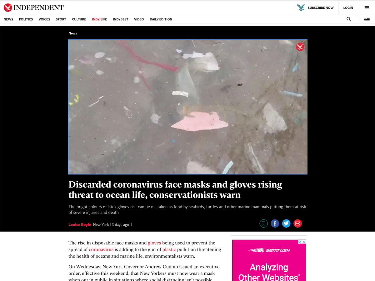 Discarded coronavirus masks becoming plastic pollution
