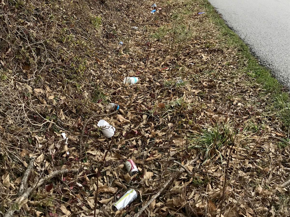 Roadside trash and litter